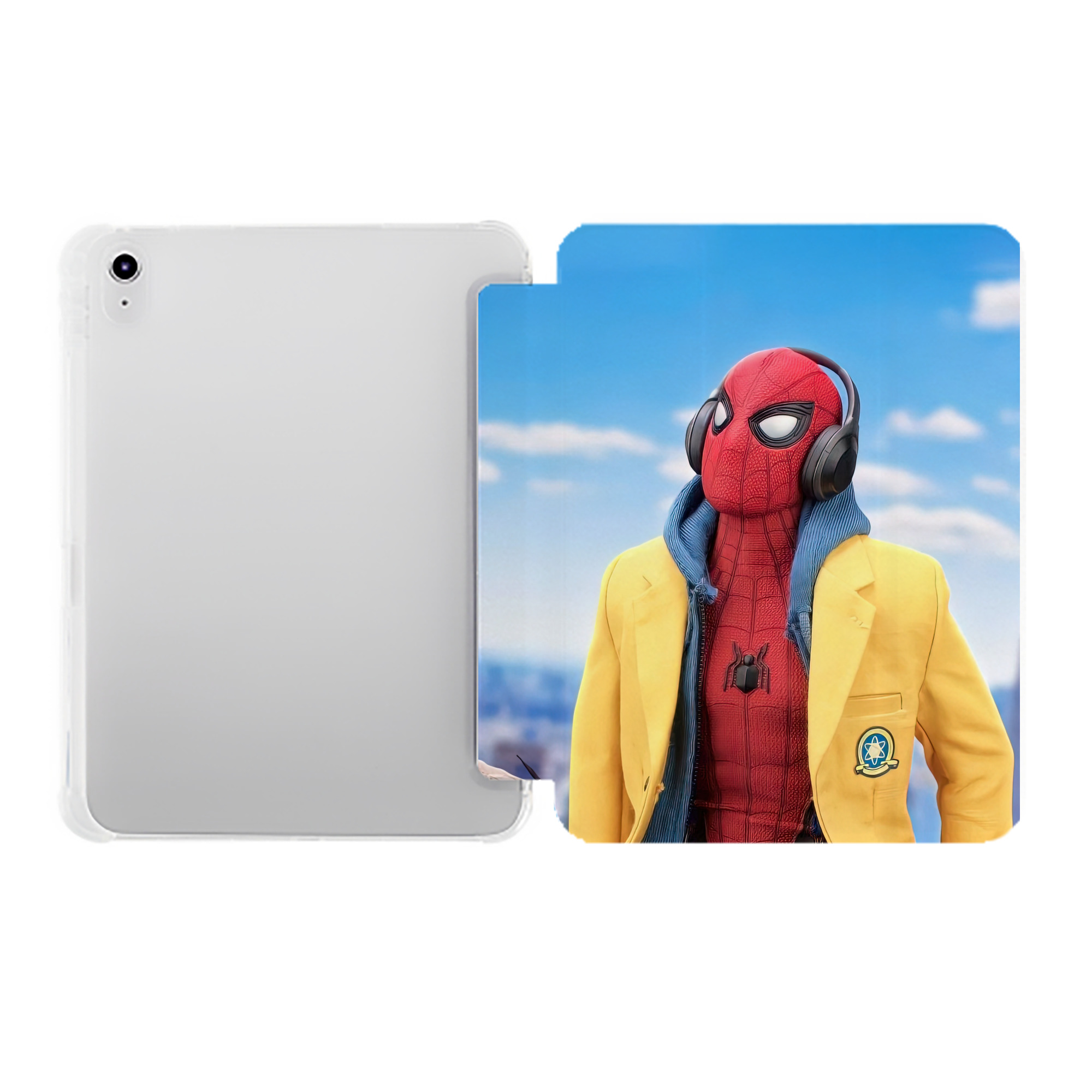（画像用） Spider Man スパイダーマン IPad ケース ペン収納付き 三つ折りスタンド PUレザー×シリコン 対応機種9.5/10.5/10.9インチ